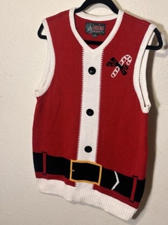 “Ugly Christmas Sweater” Small Unisex vest Santa Style With Buttons - Picture 7 of 8